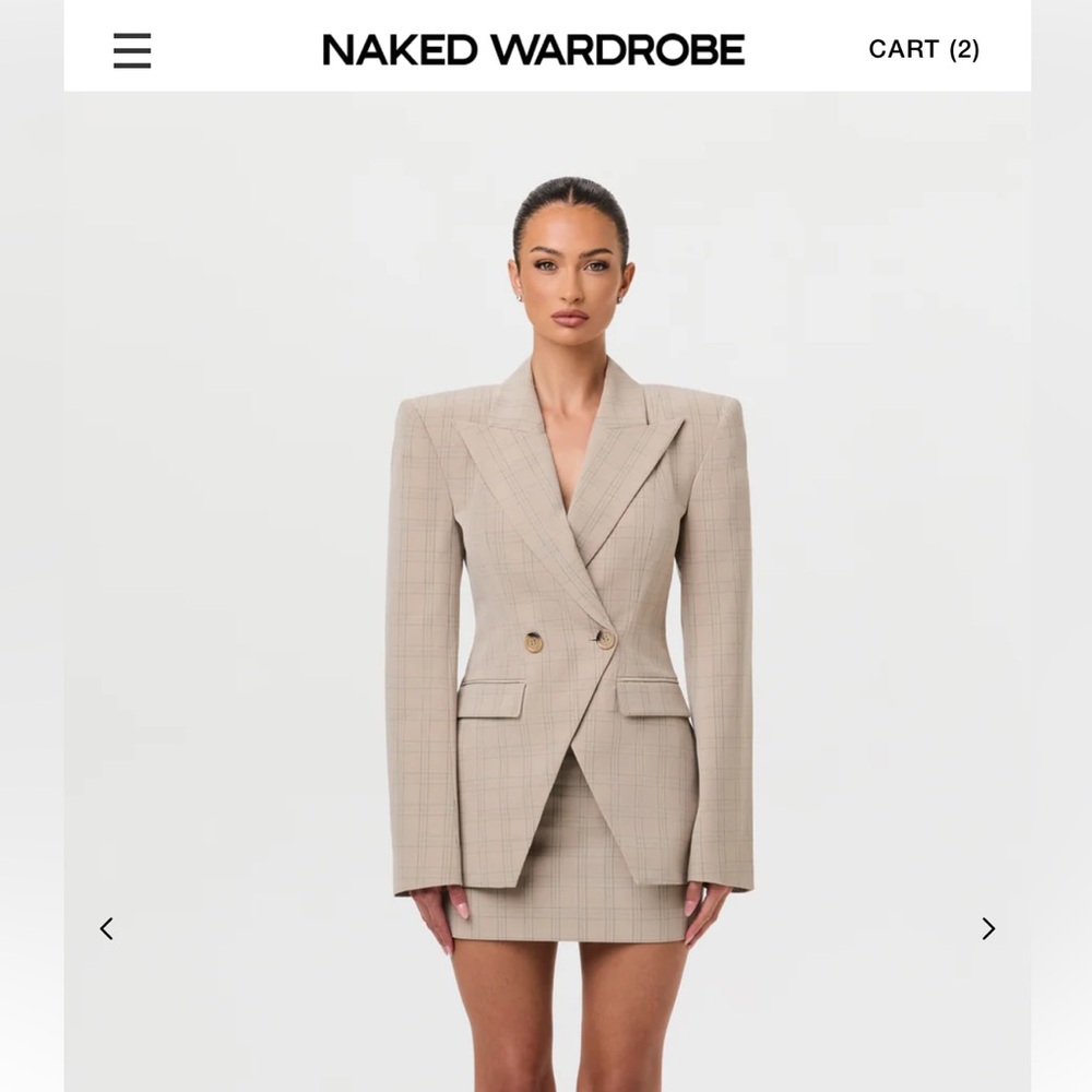 Naked Wardrobe SUITING PLAID MINI SKIRT (jacket not included)
